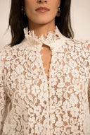 White stand-up collar blouse