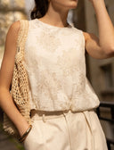 Quilted lace top
