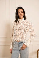 White stand-up collar blouse