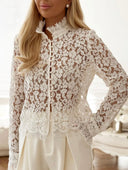 White stand-up collar blouse